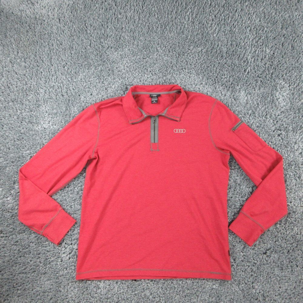 Landway Sweater Mens Extra Large Red Cityluxe Long Sleeve Pullover 1/4 Zip